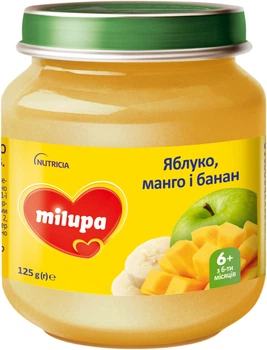Фруктовое пюре Milupa Яблоко-манго-банан с 6 месяцев 125 г (5900852051401)
