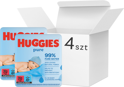 Дитячі вологі серветки Huggies Pure 4 x 168 шт (5029053550091/4)