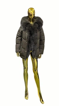 Куртка зимняя Hailuozi короткая с натуральным мехом HM1670 46 шоколадный
