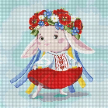 Алмазная мозаика патриотическая Зайка-украиночка 40х40 см Ідейка (AMO7581)