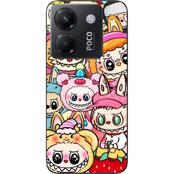 Чехол силиконовый SMTT для Xiaomi Poco M7 Pro 5G с картинкой Labubu Толпа