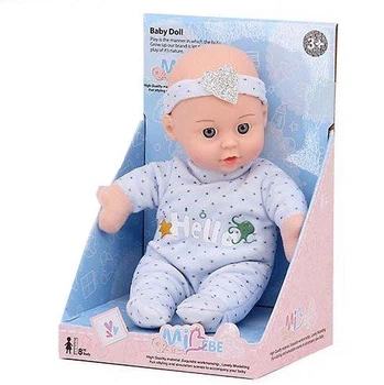 Пупс Baby Doll в голубом комбинезоне из мягкой ткани 18 см