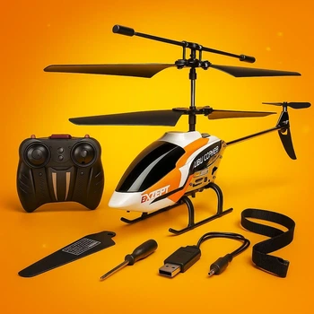 Вертоліт на радіоуправлінні AirFun 22см 1:16 до 10 хвилин польоту, помаранчевий AF610-3