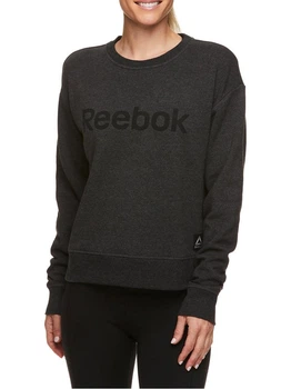Жіночий спортивний світшот Reebok, прямий вільний крій, темно-сірого кольору, фліс, розмір L