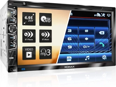 Автомагнитола XOMAX XM-2D6907 / 6.9" / Сенсорная / Bluetooth / USB / AUX / CD / DVD / SD slot / 2DIN Б/В