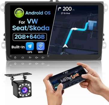 Штатна автомагнітола Hikity для WV Golf 5 Golf 6 Passat Polo Tiguan Caddy / 9" / Сенсорна / 2/32Гб / Android 13 / Bluetooth / WI-FI / GPS / FM / USB Б/В