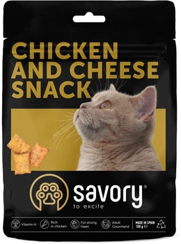 Хрумкі ласощі Savory Cats Snacks Pillows Gourmand with Chicken and Cheese для дорослих вибагливих котів, подушечки з куркою та сиром, 180 г (4820261921311)
