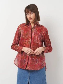 Рубашка хлопковая женская Massimo Dutti 5151823624p09 34 Красная (1000000044527)