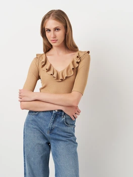 Топ жіночий Stradivarius 6511672430 M Бежевий (KC1000000037646)