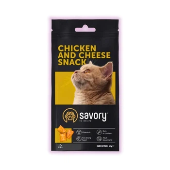 Хрусткі ласощі для котів Savory подушечки з куркою та сиром для дорослих вибагливих котів 60 г