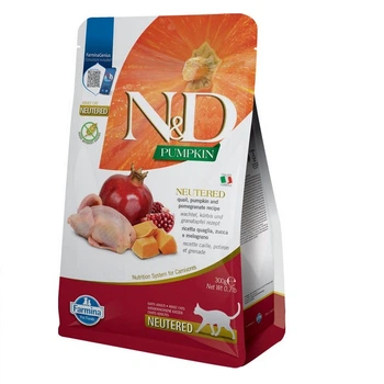 Фарміна сухий корм для стерилізованих кішок N&D GRAIN FREE PUMPKIN QUAIL & POMEGRANATE NEUTERED ADULT з перепелом 300 г
