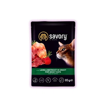 Влажный корм для кошек Savory с ягненком и свеклой в соусе для взрослых кошек 85 г