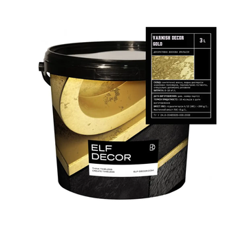 Лак декоративный шелковисто-глянцевый Elf Decor Varnish Decor Gold 3л