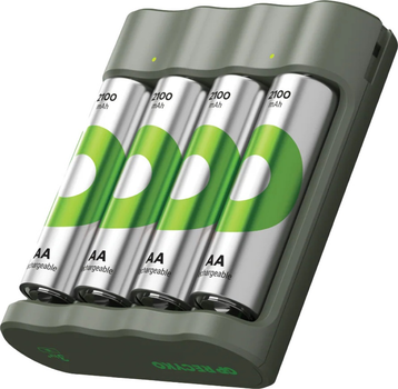 Ładowarka GP Recyko B441 USB Charger with 4 AA Rechargeable Batteries 2100 mAh (GPACSB441001)