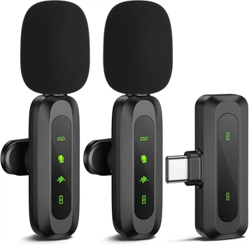 Беспроводной петличный микрофон Jubolion для iPhone, iPad, Android, Android Черный