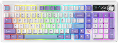 Klawiatura bezprzewodowa Ajazz AK980 Gift Switch V2 USB/Bluetooth Biały/Fioletowy (AK980-GV2-PWB)