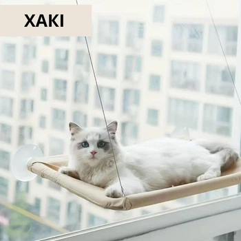 Подвесной лежак для кошек, оконное место для отдыха кошек на липучках хаки