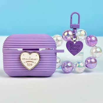 Силиконовый чехол Silicone case Lovely Heart для наушников AirPods Pro Purple