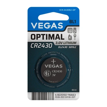 Батарейка Vegas CR 2430 Lithium VСR-2430BL1-OP 1 шт