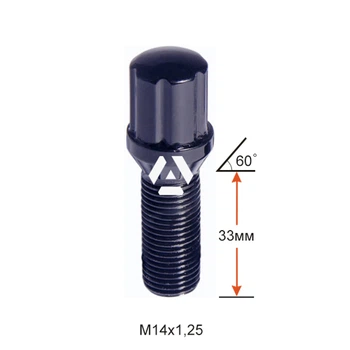 Болт колесный шлицевой ALFARRO A177130SD BACr М14х1,25х33мм Конус для узких отверстий в диске Черный Хром Ключ-Адаптер