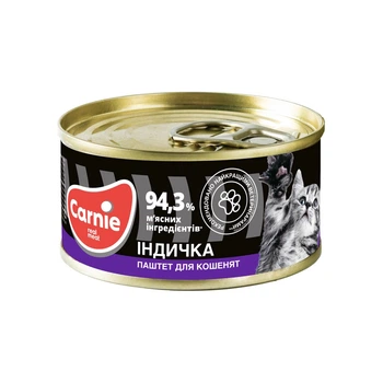 Паштет для кошек Carnie для котят мясной с индейкой 100 г (4820255190044)