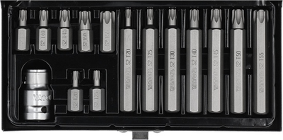 Набір викруткових насадок YATO Torx Security T20-T55 з перехідником 1/2" 15 шт (YT-0417)