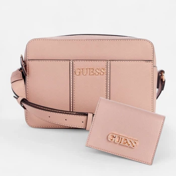 Набір сумка крос-боді + гаманець жіночий Guess 543285679 Рожевий (1159845105)