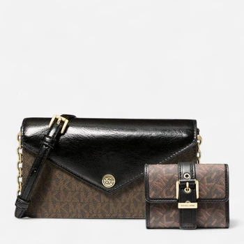 Набор сумка кросс-боди + кошелек женский Michael Kors 265247452 Коричневый (1159845169)