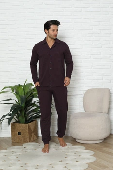 Мужской комплект на пуговицах Plus Size - однотонный Tom John 93957k 4XL Бордовый