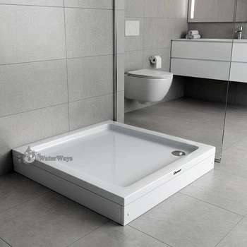 Душовий піддон Shower Frodi 80х80х15 см квадратний низький з передньою панеллю ніжками