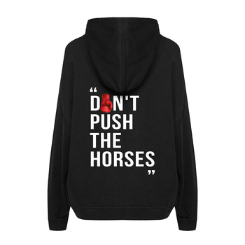 Худі жіночий з принтом ТiШОТКА Don't Push The Horses Цитата Олександра Усика L Чорний (1093017827)