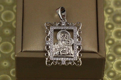 Ладанка Xuping Jewelry прямоктна ажурна діва Марія з малям 2,8 см срібляста