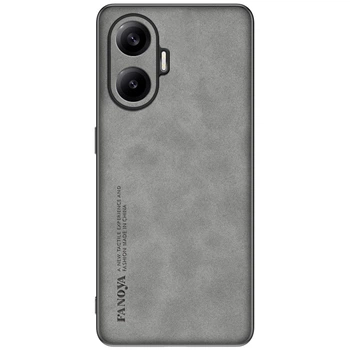 Кожаный чехол Fanoya для Xiaomi Poco F7 gray