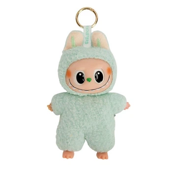 Labubu игрушка брелок плюшевая 16×11×6 см голова, ладошки и ступни фигурки вращаются, Лабубу зелёный
