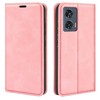 Чехол Taba Retro-Skin для Motorola Edge 50 Fusion книжка с визитницей кожа PU розовый