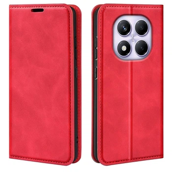 Чехол Taba Retro-Skin для Xiaomi Redmi Note 14 Pro 4G книжка с визитницей кожа PU красный