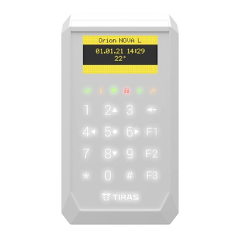 Сенсорна OLED клавіатура Tiras K-PAD OLED+, до 1000 м, Mifare та NFC, Білий