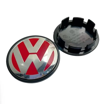 Колпак колеса Volkswagen красный+серебро 65 мм пластик 1шт OEM 3b7601171 (колпачок, заглушка)