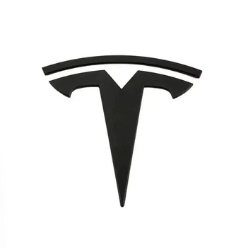 Эмблема передняя Tesla 3/Y черная матовая 77-78мм металл (на скотче)