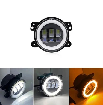 Фара Led противотуманная Jeep, Toyota и другие 4 дюйма 30W 1шт (с ангельскими глазками)