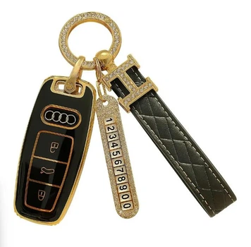 Чохол ключа Audi чорний+ремінець+картка для номера