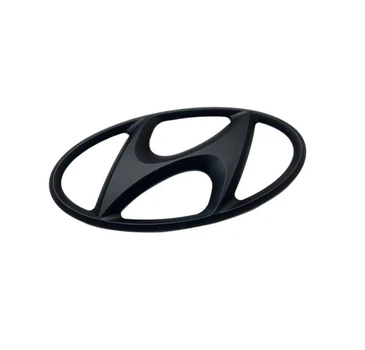 Эмблема решетки Hyundai черная матовая 145х72мм пластик (2 направляющие + скотч)