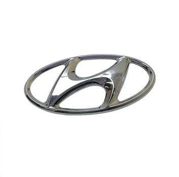 Эмблема решетки Hyundai хром 145х72мм пластик (2 направляющие + скотч)