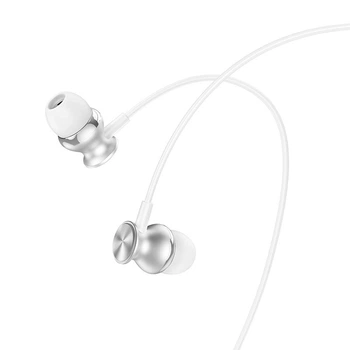 Навушники (провідні) Hoco для M106 Fountain metal універсальні earphones with microphone 3.5mm Silver