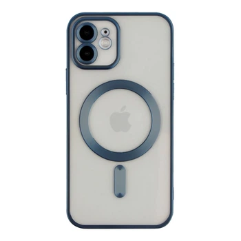 Чохол TPU Metallic Chrome Full Camera with Magsafe для iPhone 12 Dark Blue
