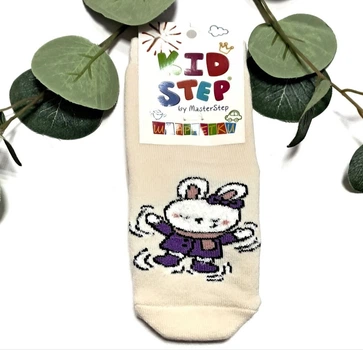 Дитячі махрові шкарпетки для дівчинки KidStep на 14-16 см (23-25 розмір) Зайчик Молочний/ Білий