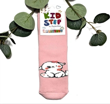 Дитячі махрові шкарпетки для дівчинки KidStep на 16-18 см (26-28 розмір) Собачка Світло-рожевий/ Білий