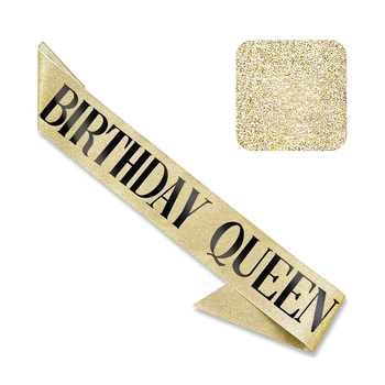 Лента Через Плечо BIRTHDAY QUEEN Золото С Глиттером