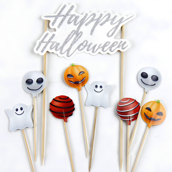 Набор Топеров На Хеллоуин Привидения И Тыквы 9шт Happy Halloween
