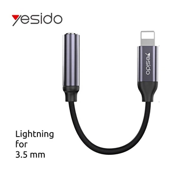 Перехiдник для навушникiв Lightning на 3.5mm jack адаптер Yesido YAU-21